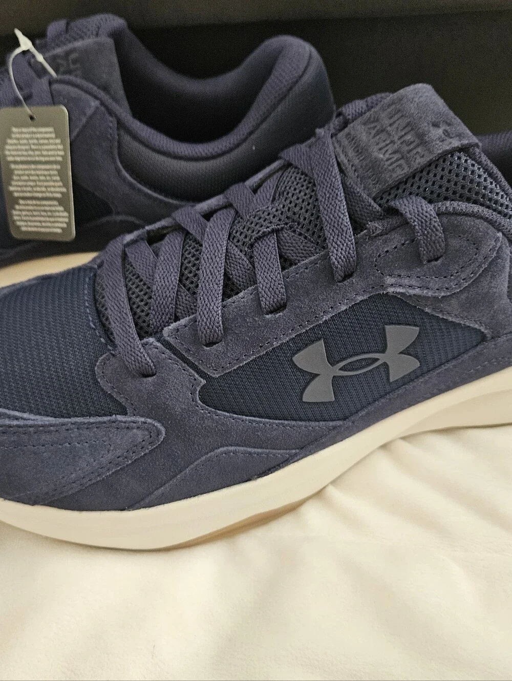 NWT Under Armour UA Edge Suede Mens 13 Navy Blue Charged Sneakers